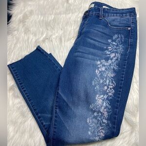 Vintage America Blue Floral Ankle Jeans